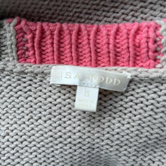 LISA TODD Pale Café-au-Lait Cotton-Blend Heart Intarsia Crewneck Sweater - US S - Picture 12 of 12